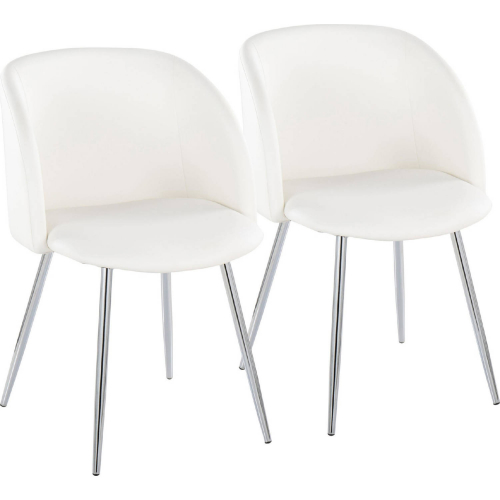 Fran Dining Accent Chair in Chrome & White Leatherette (Set of 2)